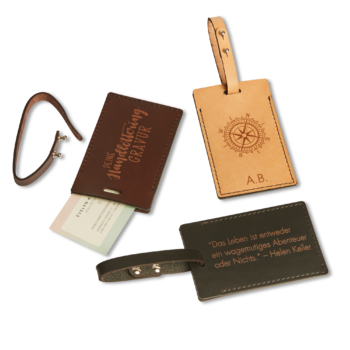 Kofferanhänger CLASSIC aus Leder mit Fach für Visitenkarte & individueller Wunschgravur