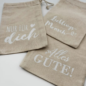 Canvasbeutel Geschenkverpackung mit Spruch - 15x10cm