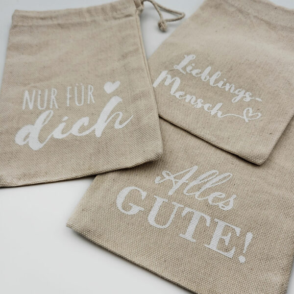 Canvasbeutel Geschenkverpackung mit Spruch - 15x10cm