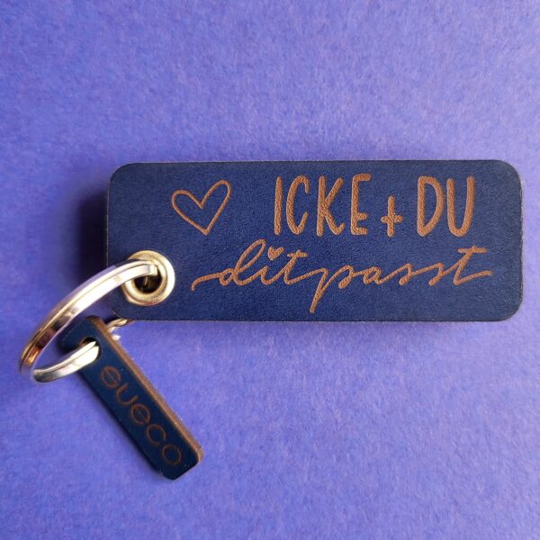 "Icke + Du" - Schlüsselanhänger aus Leder mit Gravur - Geschenk für Paare