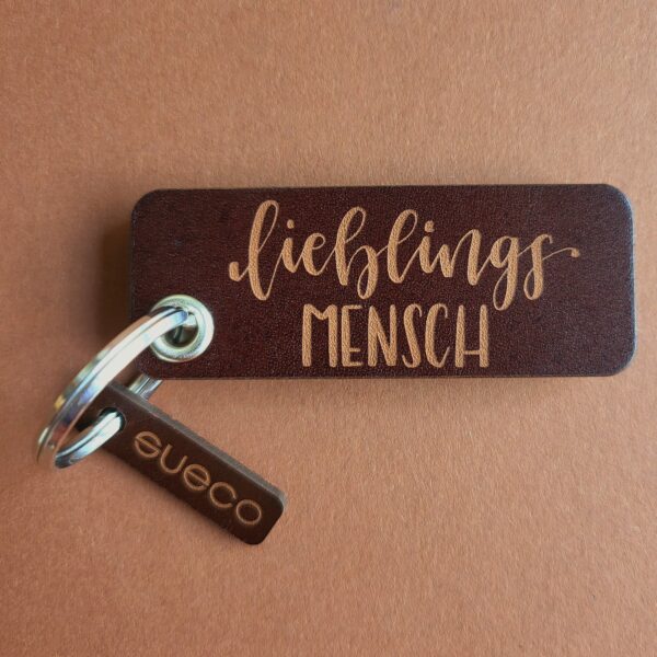 Schlüsselanhänger aus Leder mit der Aufschrift "Lieblingsmensch"