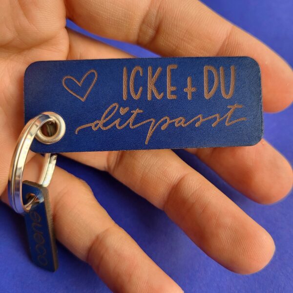"Icke + Du" - Schlüsselanhänger aus Leder mit Gravur - Geschenk für Paare