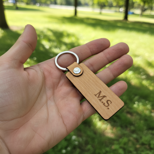 Schlüsselanhänger aus Erlenholz – personalisiert (Rechteck)